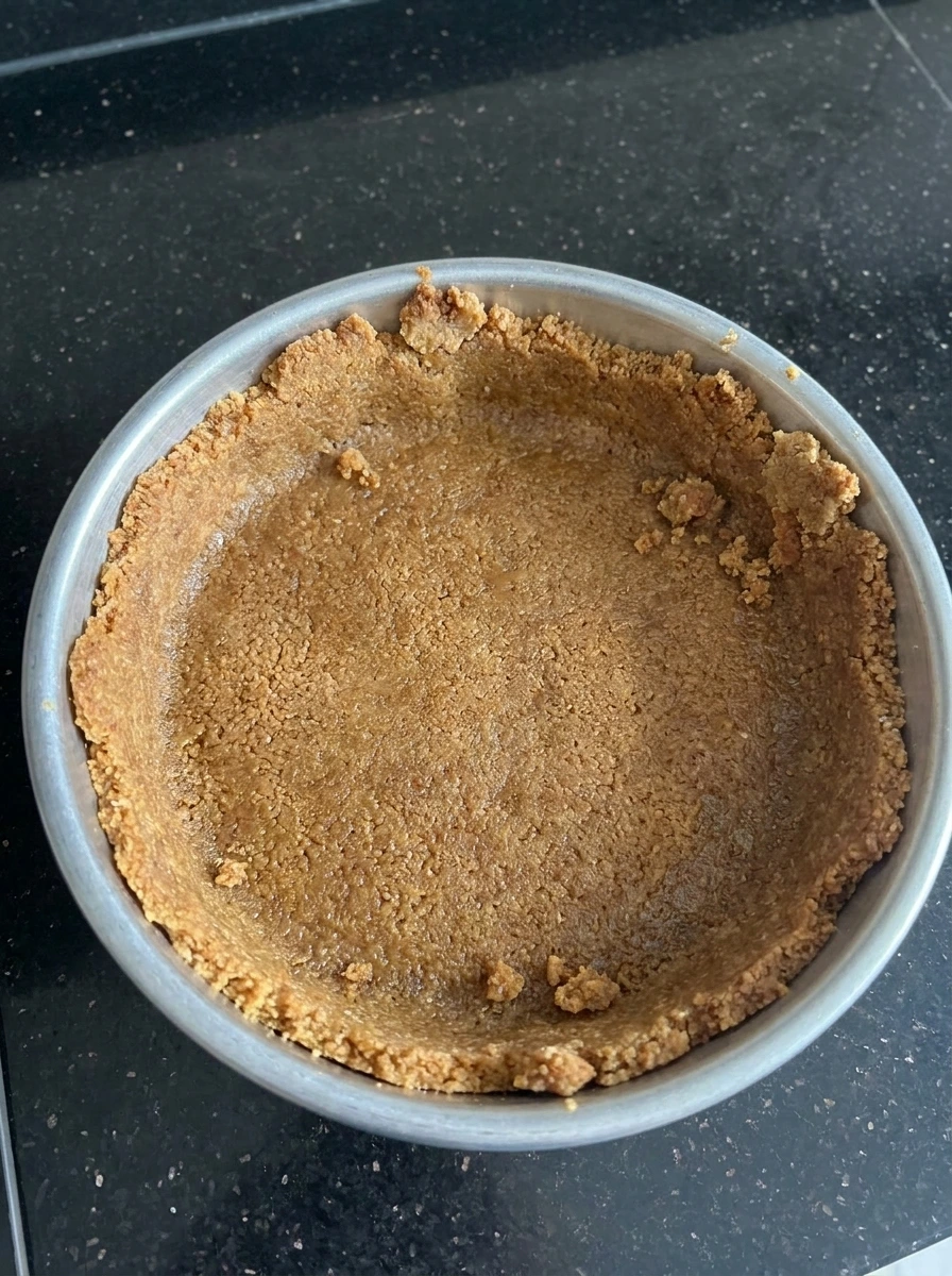Pressed graham cracker crust for Creamy Huckleberry Cheesecake