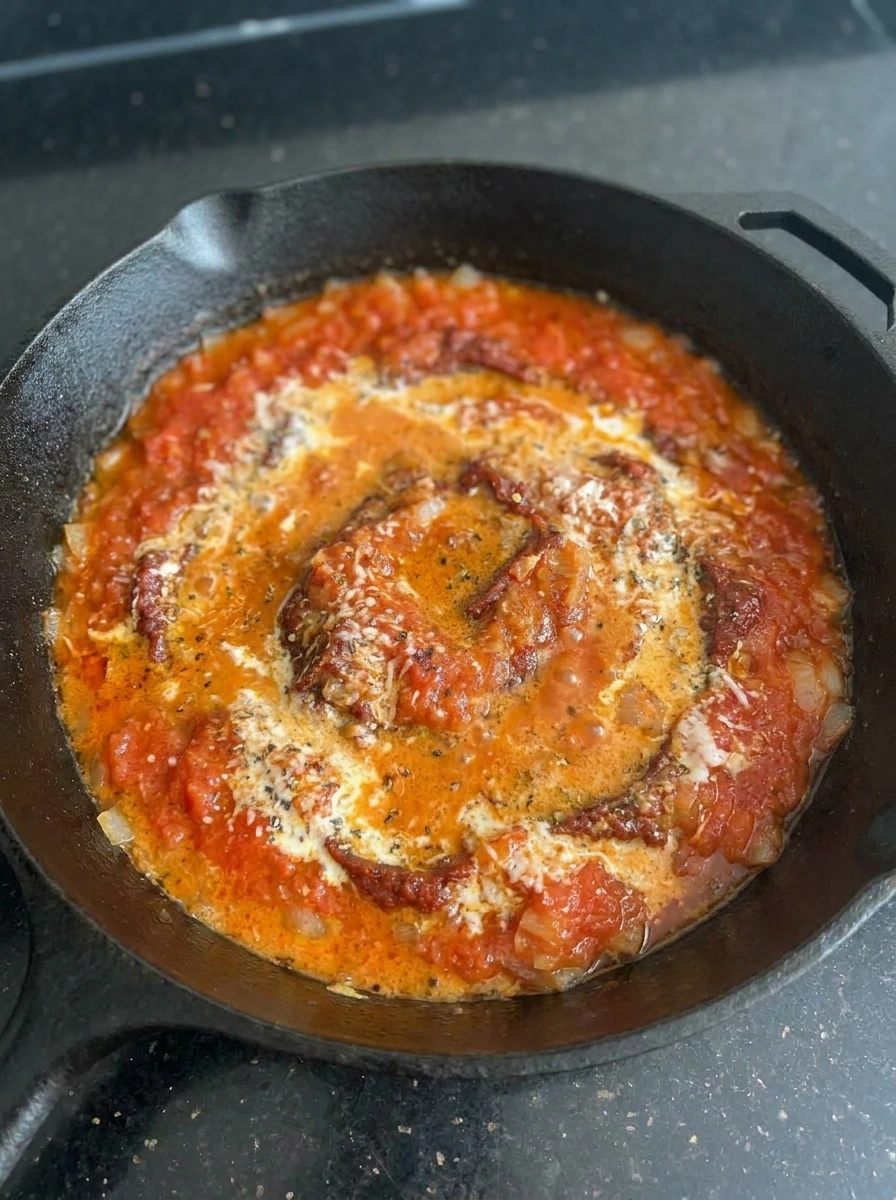 Creamy tomato sauce with Parmesan for Creamy Tomato Pasta