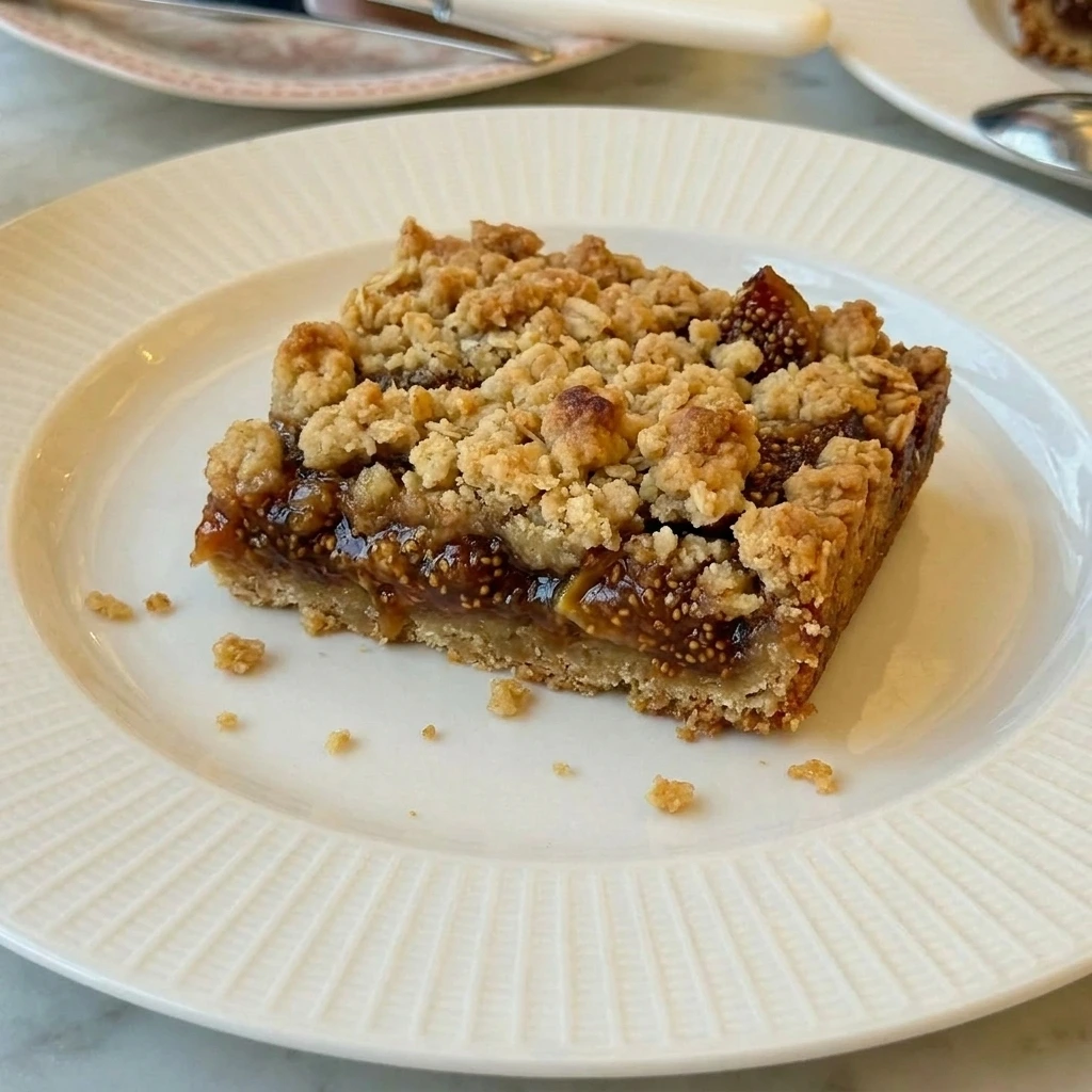Baked and sliced Fig Crumble Bars