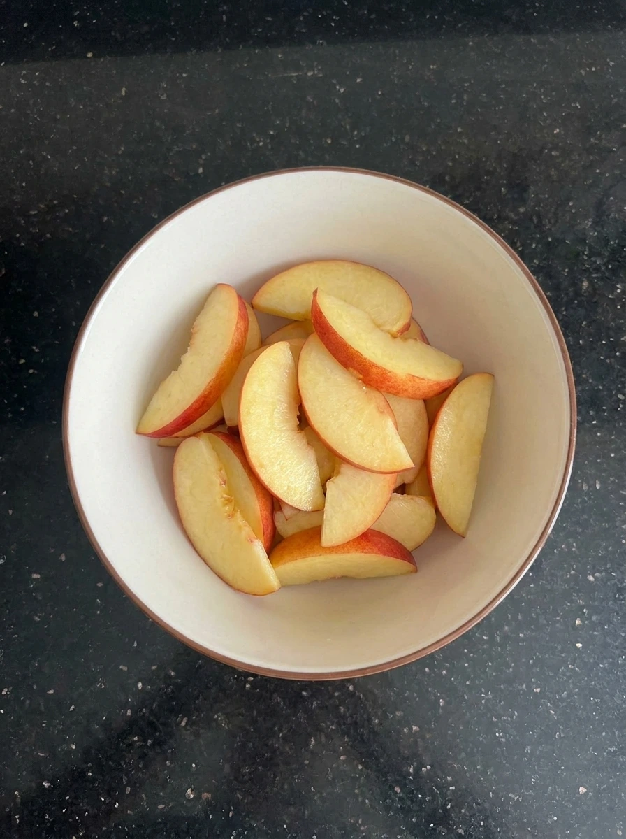 Sliced nectarines for Nectarine Coffee Cake
