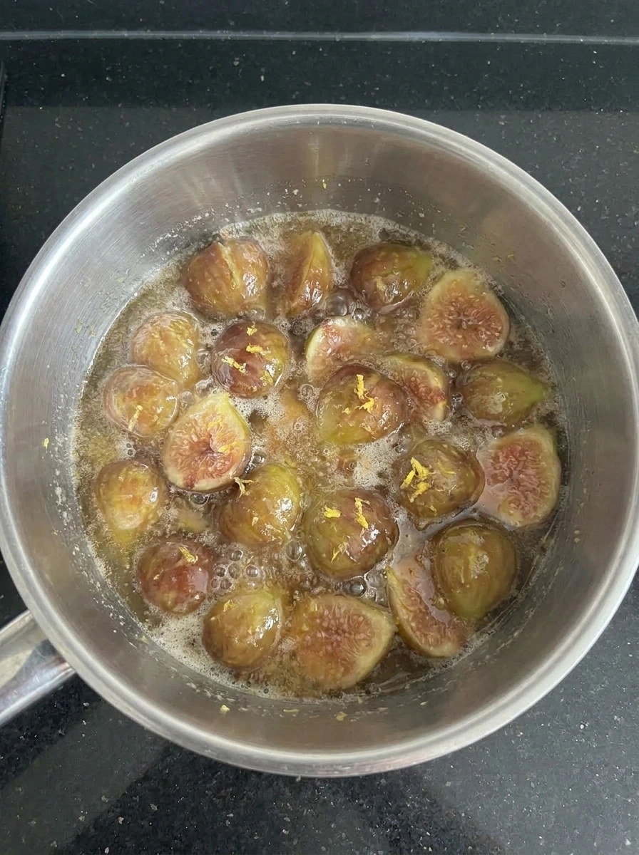 Old Fashioned Fig Preserves simmering in syrup