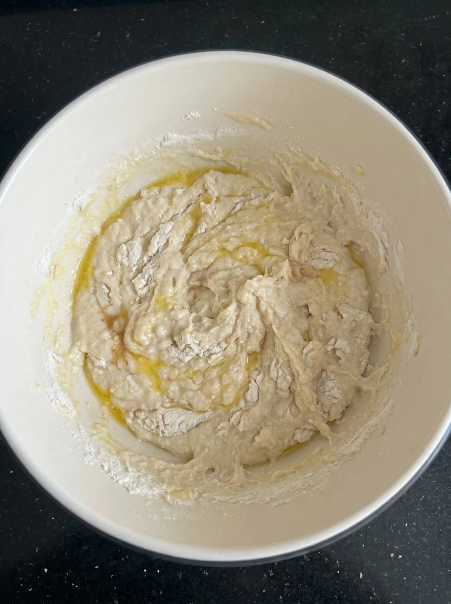 Rustic cobbler topping batter for Old Fashioned Huckleberry Cobbler
