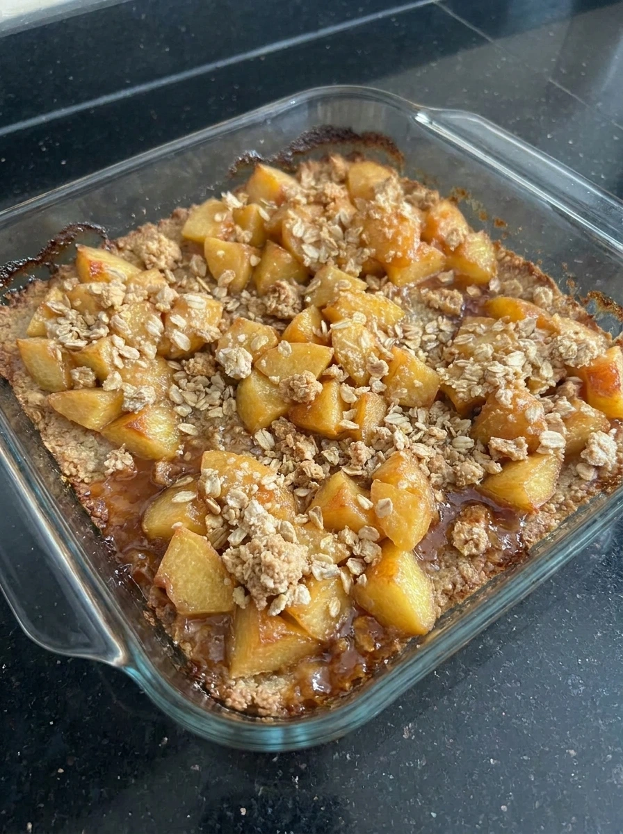Baked Peach Crumble Bars Everyone Loves with golden topping