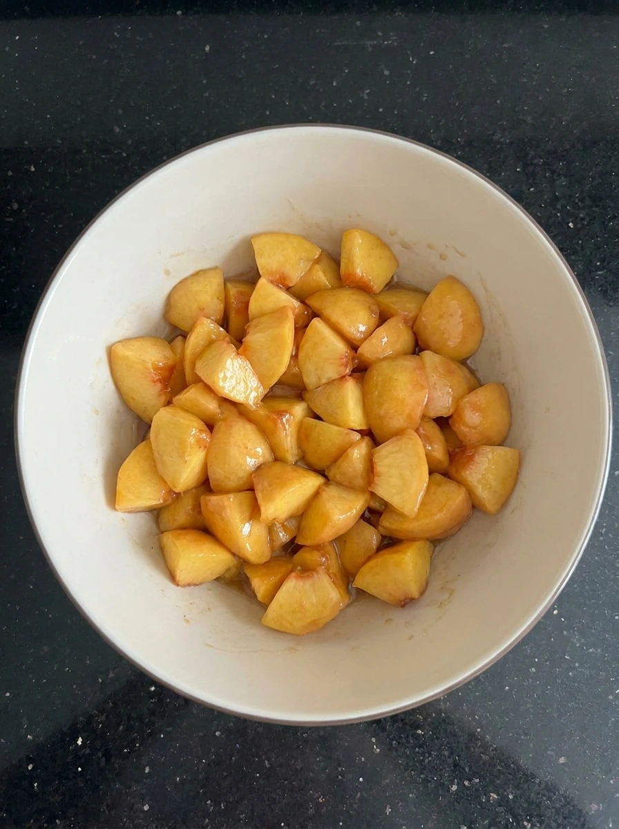 Glossy peach filling for Peach Crumble Bars Everyone Loves