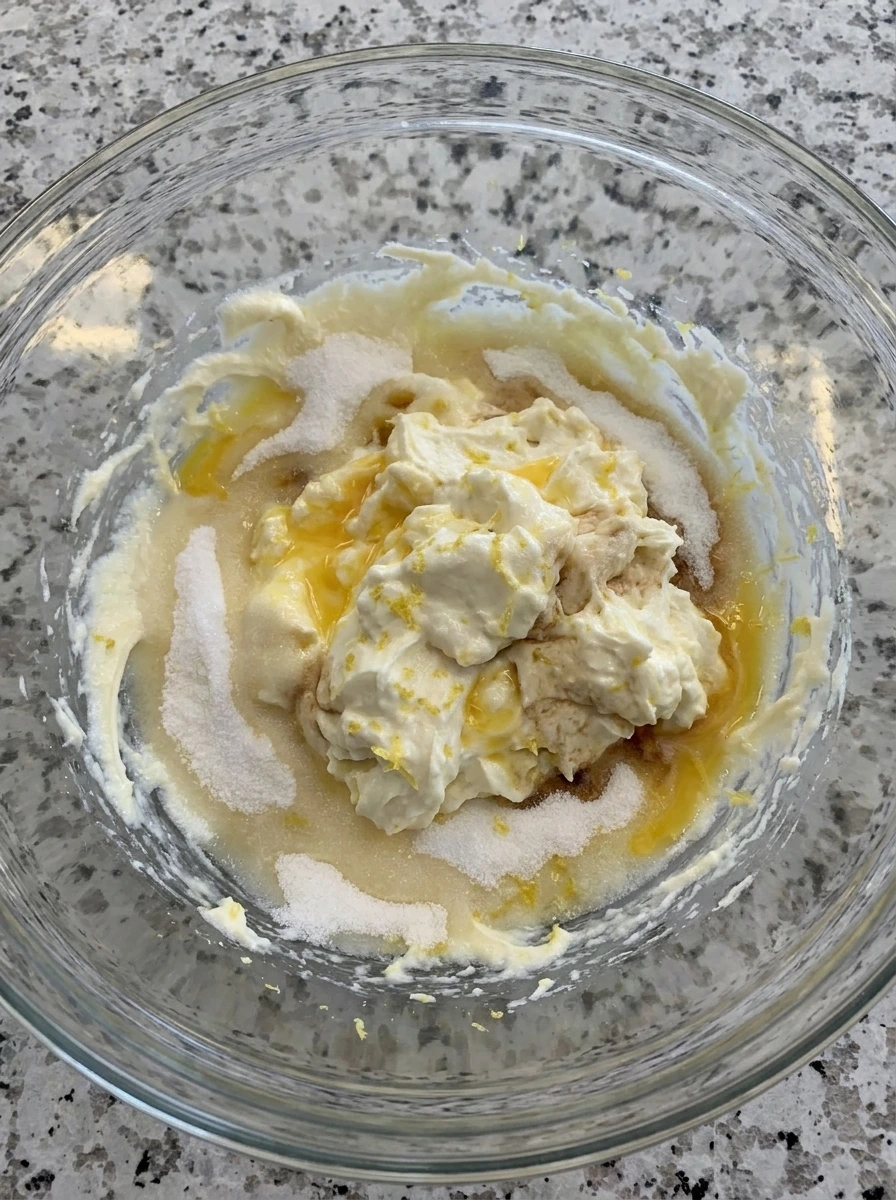 Cream cheese filling mixed for Raspberry Danish