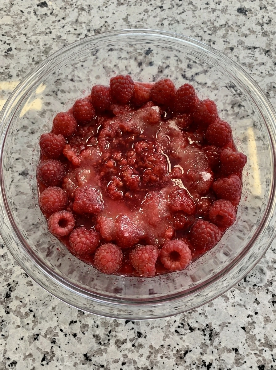 Mashed raspberry filling for Raspberry Icebox Cake