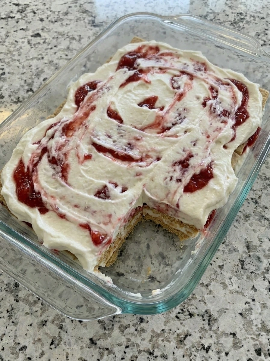 Chilled Raspberry Icebox Cake with softened layers