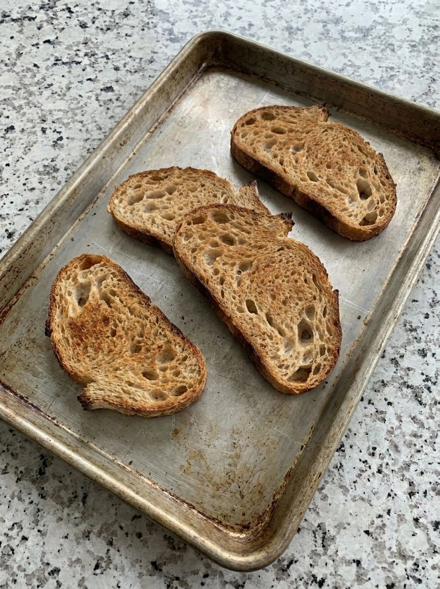 Golden toasted sourdough slices for Raspberry Ricotta Toast