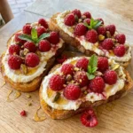Raspberry Ricotta Toast with creamy ricotta and fresh raspberries