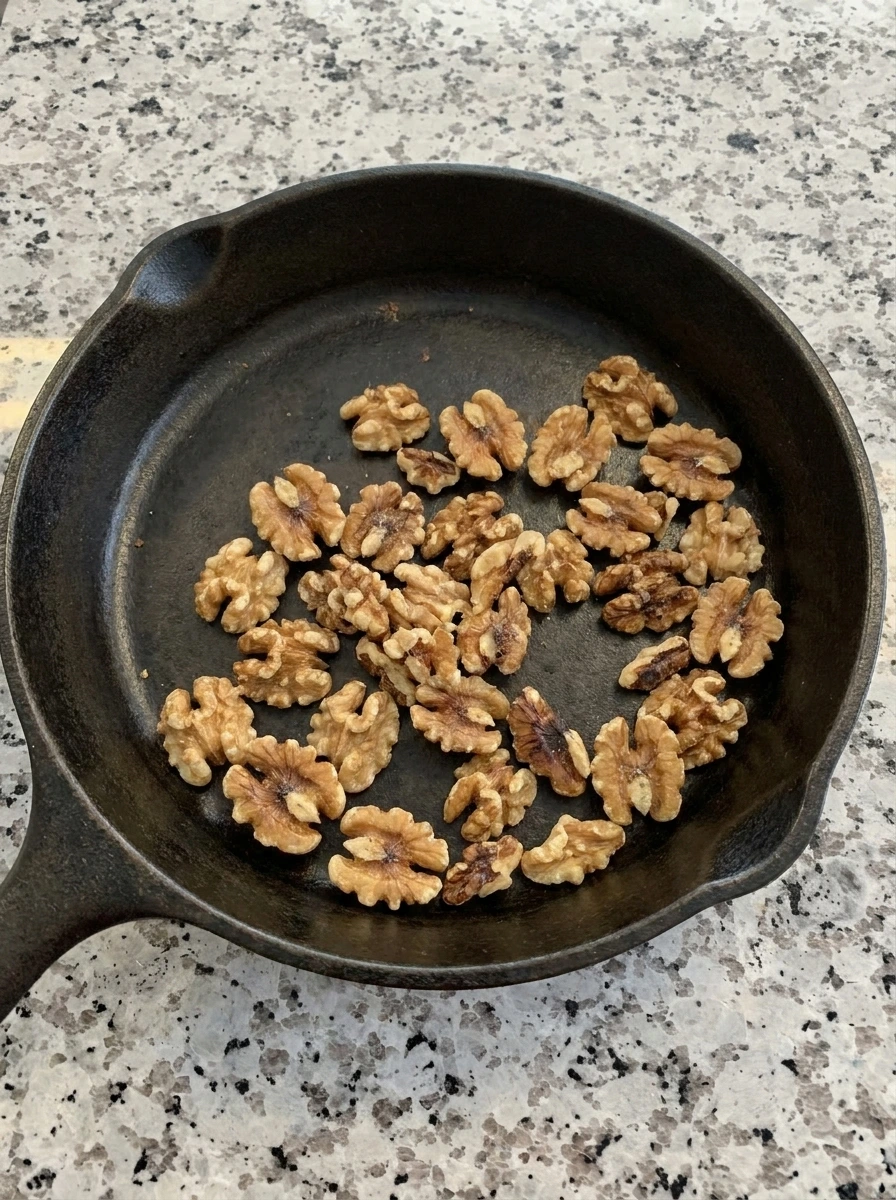 Toasted walnuts for Raspberry Spinach Goat Cheese Salad