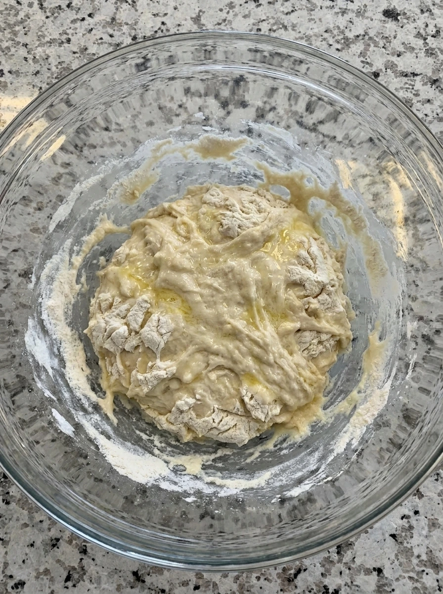 Soft dough mixed for Raspberry Sweet Rolls
