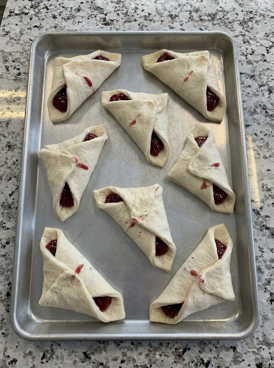 Raspberry Turnovers filled and folded before baking