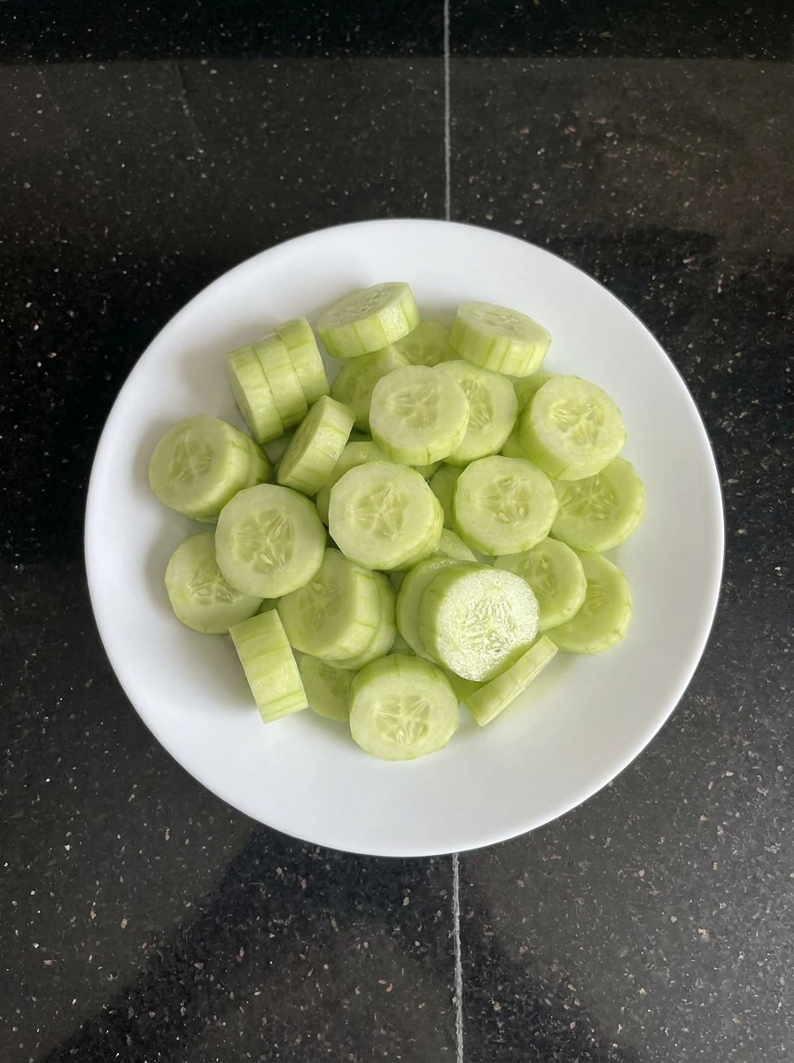 Sliced cucumbers for refrigerator pickles