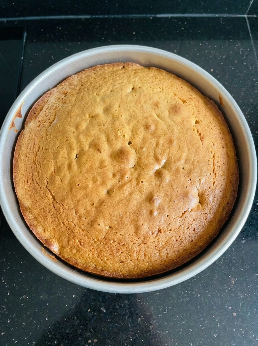 Baked sponge cake for Strawberry Tres Leches Cake