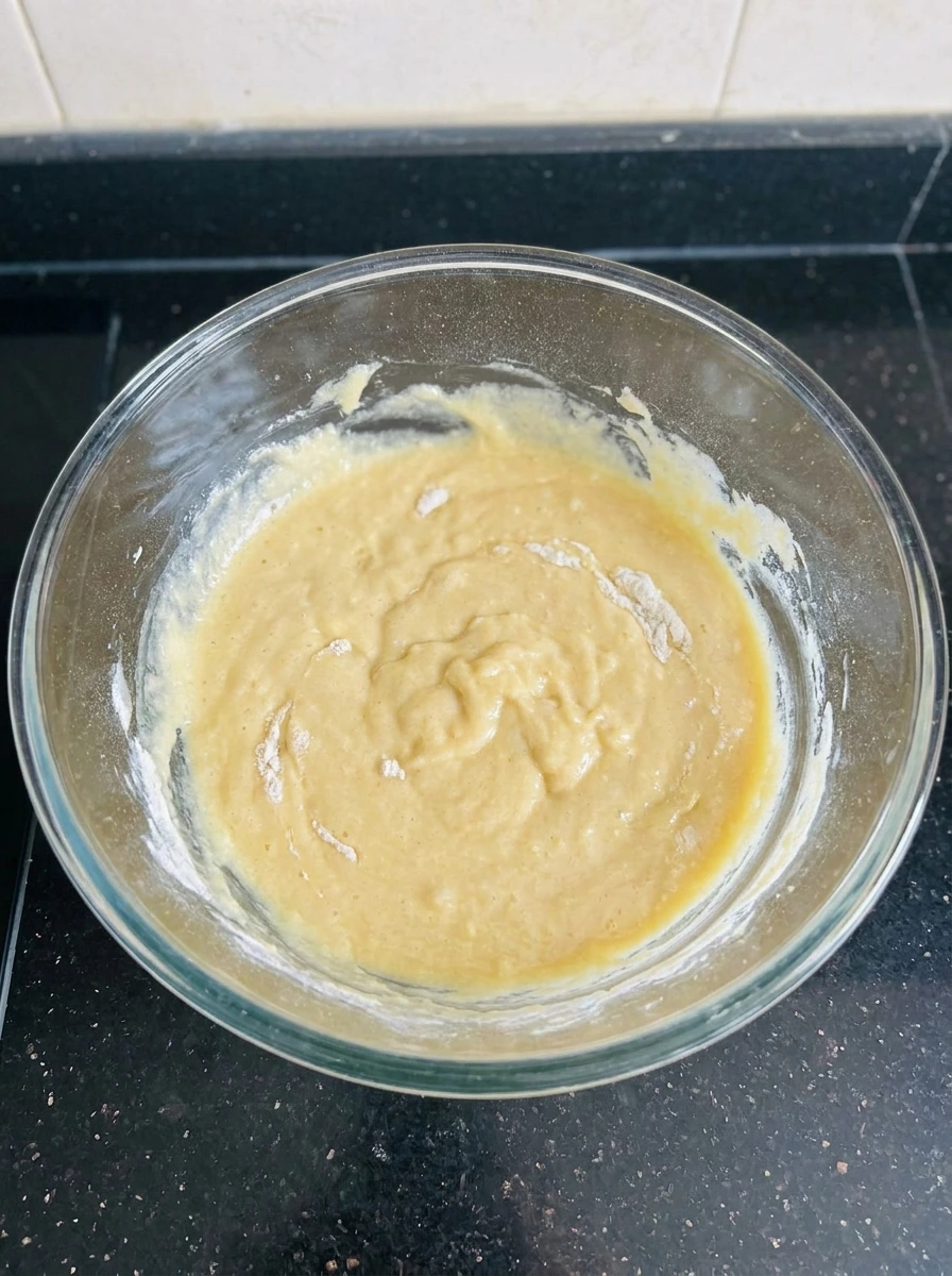 Mixed sponge batter for Strawberry Tres Leches Cake
