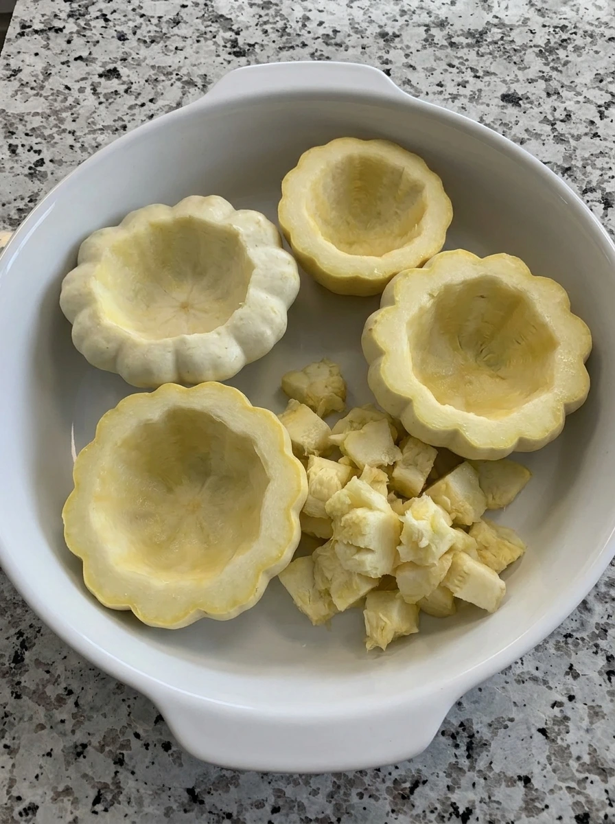 Hollowed patty pan squash shells for stuffing