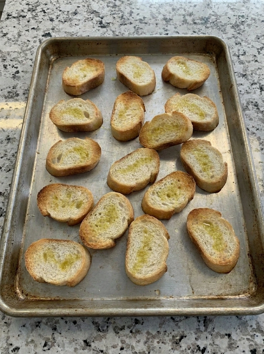 Garlic rubbed toast for Tomato Bruschetta