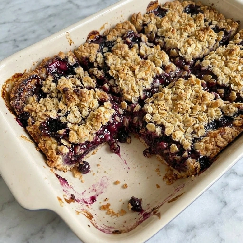 Wild Huckleberry Crumble Bars with golden crumble and jammy berry filling