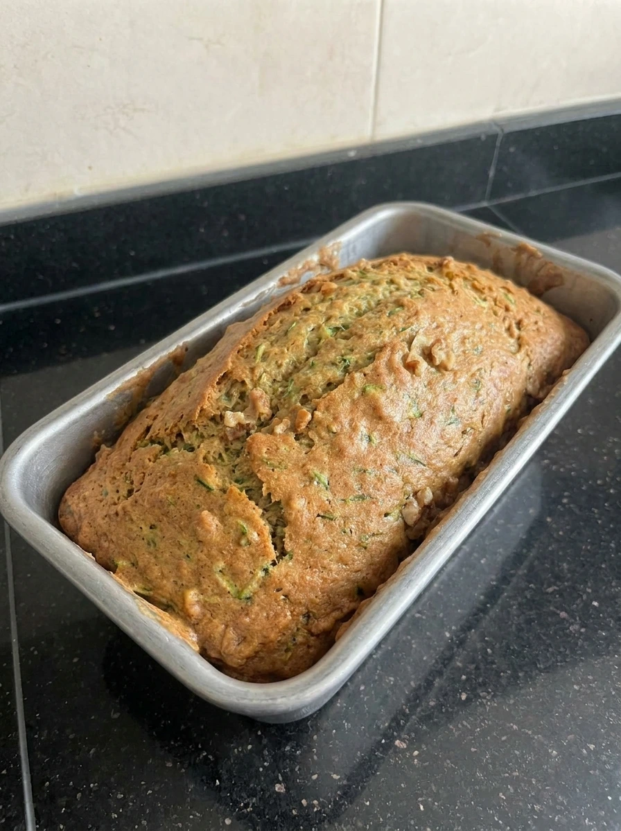 Baked Zucchini Bread loaf in pan