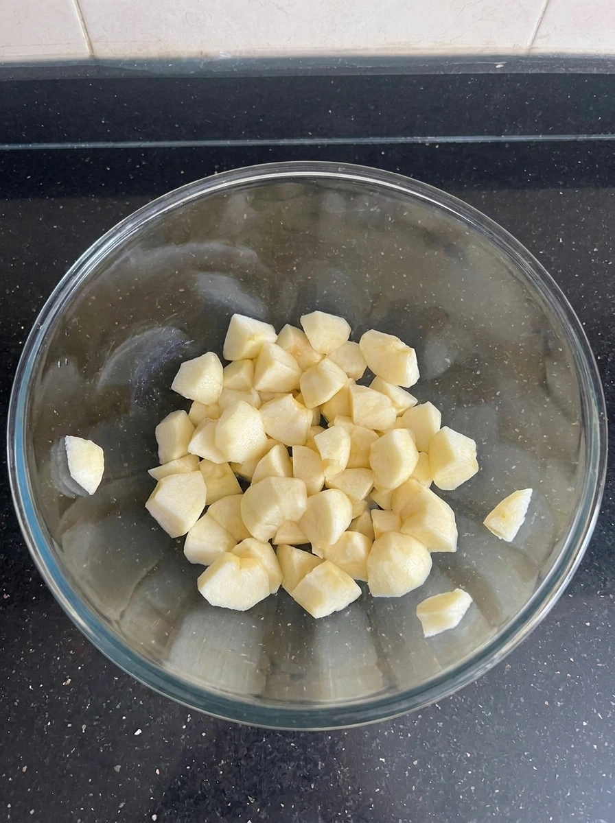 Diced apples for Apple Cinnamon Bread
