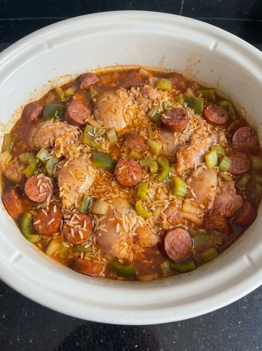 Crockpot Jambalaya after rice becomes tender